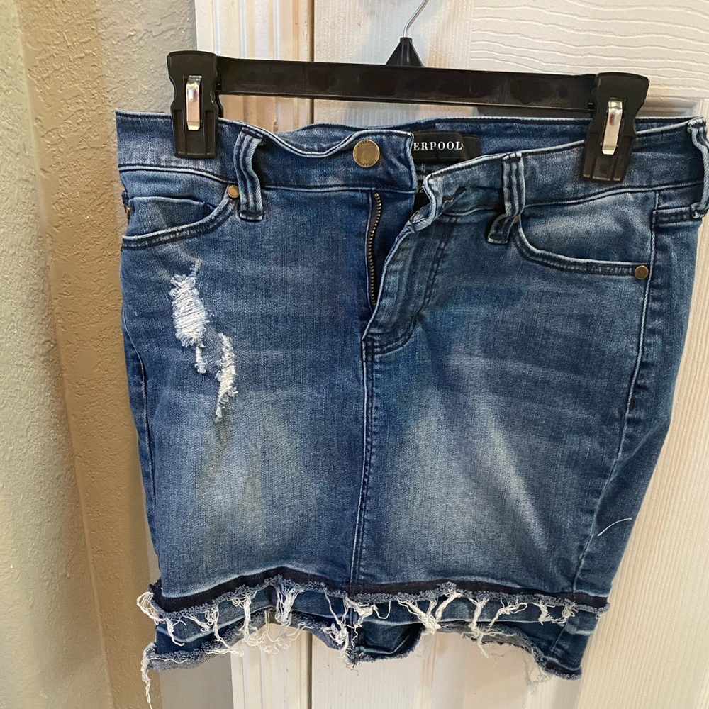 Size 4 Liverpool denim distressed miniskirt